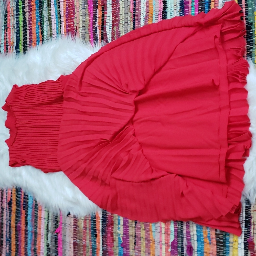 nanette NANETTE LEPORE Pleated Sleeveless Dress in Crimson Ruby - Picture 14 of 16
